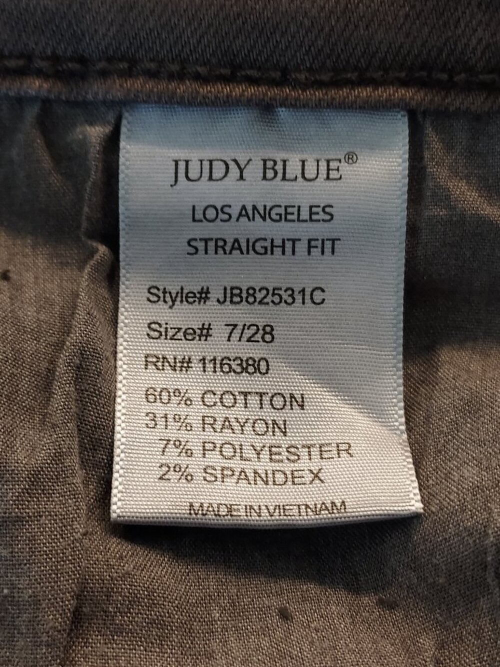 Judy Blue High-Rise Straight Leg Dark Brown Jeans Frayed Hem Size 7/28 #JB82531C - Picture 7 of 8